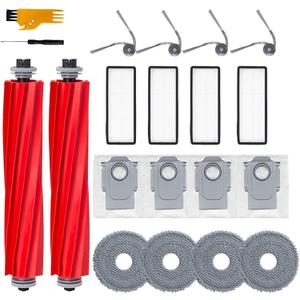 20-Piece Replacement Parts Kit for Roborock QV35A/QV35S, QR798/QR598 Robot Vacuums Includes: 2 Main Brushes 4 Filters 4 mop Pads 4 Side Brushes 4 dust Bags 2 Tools