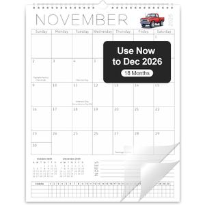 Gannyfer 2026 Wall Calendar, 14" x 11" Spiral Bound 2026 Calendar, 18 Month Minimalist Wall Calendar, Use Now to Dec 2026, Magnetic Fridge Calendar Perfect for Home School Office (3 Stickers) (solid color)