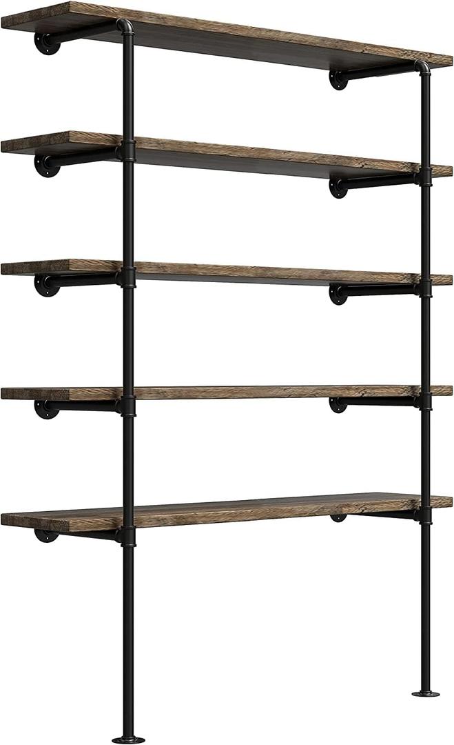 Industrial Retro Wall Mount iron Pipe Shelf,DIY Open Bookshelf,Hung Bracket,Home Improvement Kitchen Shelves,Tool Utility Shelves, Office shelves, bookshelves and bookcases (2Pcs) (12 Deep 2Pcs)