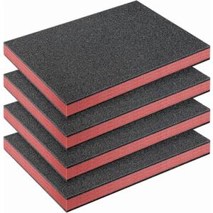 Outus 4 Pcs Cuttable Polyurethane Foam Pads Craft Foam Insert for Cases Packing Padding Camera Toolbox Storage(16 x 12 x 1.5 Inch,Red, Black)