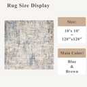10x10 ft Square Living Room Rug Washable Modern Abstract Area Rug for Bedroom, Dining Room, Playroom Neutral Non-Slip Low-Pile Thin Indoor CarpetBlue Brown