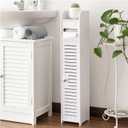 AOJEZOR Toilet Paper Holder Stand: Small Bathroom Storage Cabinet for Small Spaces,White