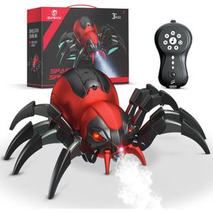 Remote Control Spider Kids Toys - Realistic RC Spider, Music Effect, LED Light, Toys for 3 4 5 6 7 8 9 10 11 12+ Year Old Boys/Girls, Gifts for Halloween Christmas Birthday, Red