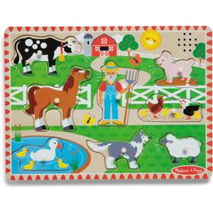 Melissa & Doug Old MacDonald's Farm Sound Puzzle With Light-Activated Sound Effects Farm Animal Toys, Puzzles For Toddlers And Kids Ages 2+