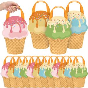 Sunnymove 24 Pcs Ice Cream Party Favor Bags Sweet Candy Goodie Treat Gift Ice Cream Summer Gift for Birthday Pool Party Two Sweet Birthday Decorations Donut Decor Baby Shower Wedding Decor