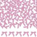 Meseey 100 Pcs 1.5 Inches Premade Gingham Craft Bows Self Adhesive Pink and White Plaid Satin Ribbon Bows for Treat Bags Gift Wrapping Basket Wedding Baby Shower Brithday Party(Pink and White Plaid)