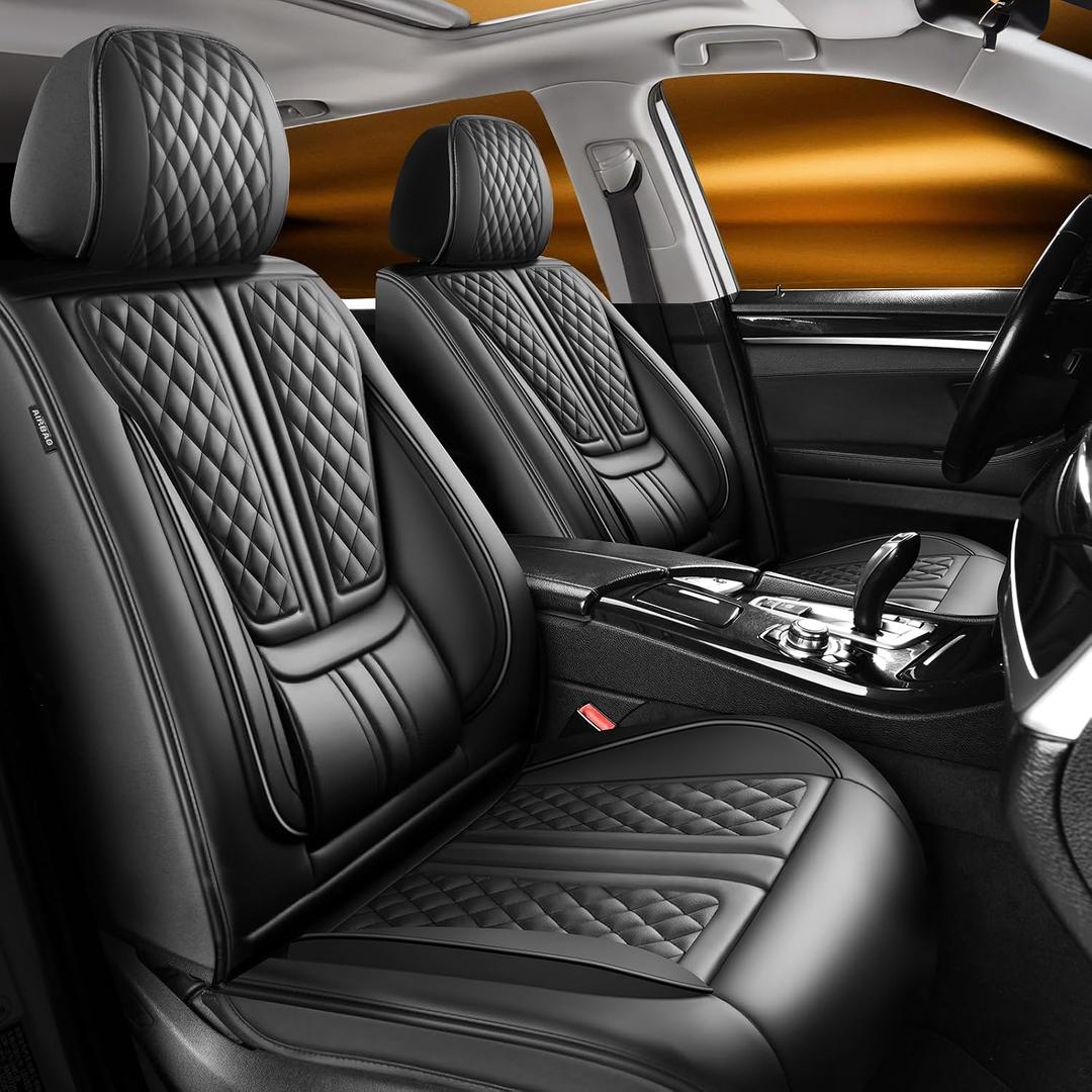 Fit Gladiator Car Seat Covers Compatible with Jeep Gladiator 2020-2024 2025 2026.Full Coverage Waterproof Leather,Compatible with Airbag,All - Weather Seat Cushion Protector (Full Set, Black)