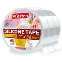 XFasten Self Fusing Silicone Tape Waterproof Clear  1" x 36 Feet (3-Pack 108ft), Self Amalgamating Tape, Silicone Rubber for Plumbing, Sealing Pipes, Hose Repair, Outdoor Coax and Electrical Cables (1-Inch x 36-Feet (3 Pack))
