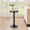 Round Side Table,Stable Small Drink Table for Small Spaces, Modern Accent Side Table with Solid Rubber Wood Table Leg,Easy Assembly for Living Room, Bedroom, Sofa & Office Corners-Black