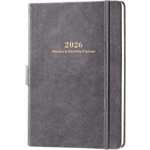 2026-2027 Planner - 2026 Weekly & Monthly Planner with Calendar Stickers, JAN 2026 - DEC 2026, 5.75" X 8.25", 2026 Calendar/Planner with Premium Thicker Paper, Pen Holder, Inner Pocket and 44 Notes Pages - Gray
