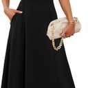 SAMPEEL Summer Dresses for Women 2025 Midi Maxi Dress Elegant Classy Ruffle Sleeve Tie Back Scoop Neck (Black)