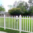 E&K 1 Set 36" H x 84" W Vinyl White Picket Fence Panels Decorative Fencing for Front Porch Yard Garden Pool (20 Pickets, Straight)