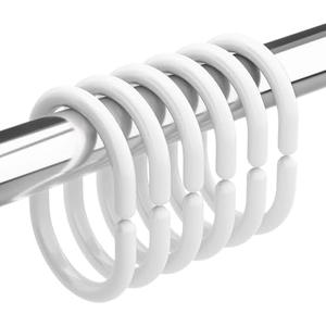 Amazer White Shower Curtain Hooks Rings, 24 Pcs Plastic Shower Curtain Rings, Plastic Shower Curtain Hooks for Bathroom Shower Rod, White Shower Hooks Rings Loops for Shower Curtain