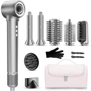 9 in 1 Hair Dryer Brush Kits, Professional 1200W Powerful Hot Air Styler Dryer with Case,110,000 RPM Auto Wrap Air Curler Travel Hair Crimper for Fast Drying/Straightening/Styling/Volumizing/Frizz-Free