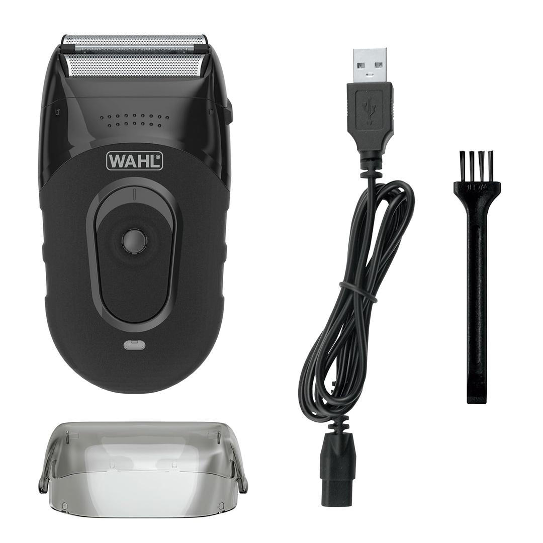 Wahl Compact Rechargeable Lithium Ion Shaver Kit with Hygienic Rinseable Foils & Cutter Bar with Dual Flexible Foils That Move with The Contours of Your Face - 7065