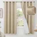 Lajode Faux 100% Blackout Curtains for Bedroom 63 Inch Length 2 Panels, Thermal Insulated Total Light Blocking Noise Reducing Linen Window Curtains for Nursery, Bronze Grommet, Each 52" Wide, Burlap