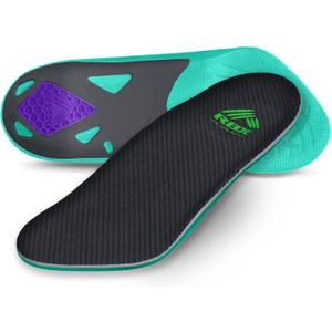 RBX Plantar Fasciitis Ortho Insoles, 3/4 Size for Women (Mint)