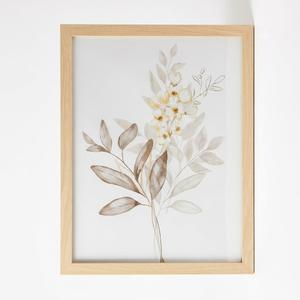 Framed Canvas Wall Art with Mat, Vintage Farmhouse Botanical Wall Art for Living Room Kitchen, Rustic Bathroom Decor Aesthetic, Home Decor Print Artwork, 11x14 Inch(Walnut)