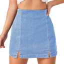 Floerns Women's Casual Split Hem High Waist Denim Skorts Skirt Shorts (Blue, L)