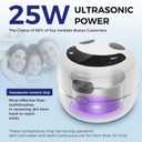 Ultrasonic Retainer Cleaner Machine for Dentures, Mouth Guards, Braces, Toothbrush Heads, Jewelry, 220ML Capacity Ultrasonic Cleaner with Digital Timer&UV, 2 Modes for All Dental Appliances，White