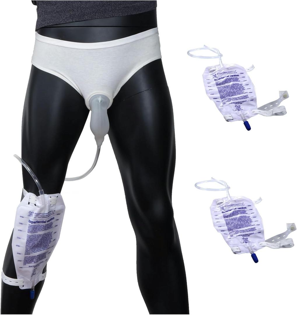 Mens Incontinence Protective Briefs Includes 3 Urine Bags for Reliable Protection Small (Cloorless)