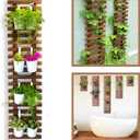ShopLaLa Wall Planter for Climbing Plants Outdoor - Wooden Hanging Living Vertical Garden Outdoor Indoor Plant Stand Large Tall Long Ladder Vinyl Plant Hanger for Hanging Flower Pots 59" (150cm)