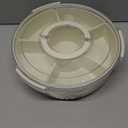 Divided Rotating Serving Tray with Lid and Handle, Portable Snackle Box for Fruits Snacks Veggie Charcuterie, Clear Lazy Susan Organizer and Fridge Storage Container for Adults Child (1PCS,12" L