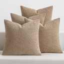 MIULEE Pack of 4 Decorative Textured Boucle Throw Pillow Covers 18x18 Inch Camel Accent Solid Pillow Cases Soft Couch Cushion Covers for Modern Farmhouse Boho Chair Sofa Bed Livingroom Home Decor