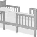Dream On Me Hudson 3-in-1 Convertible Toddler Bed, 4 Safety Guard Rails, Low-to-Floor Design, Greenguard Gold & BSA Certified, Solid New Zealand Pinewood, Converts to Chairs & Table Cool Grey