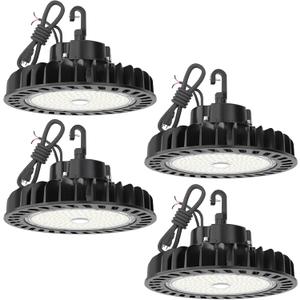 HYPERLITE LED High Bay Lights 150W 21,750lm 5000K 1-10V Dimmable UFO Led High Bay Light UL Listed 5' Cable High Bay Led Lights Alternative to 650W MH/HPS for Gym Factory Warehouse 4-Pack