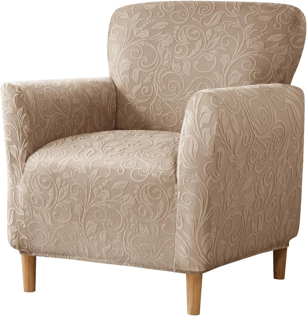LiveGo Stretch Banquet Armchair Covers, Soft Jacquard Accent Chair Cover with Arms, Armchair Slipcovers Furniture Protector Machine Washable for Living Room Office Reception Reading Chair Sofa