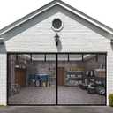 Garage Door Screen for 1 Car Garage Doors 8x7FT- Reinforced Fiberglass Door Screen,Stronger High Energy Magnets  Magnetic Screen Door (Black)