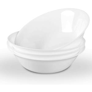 LaGlint 14 OZ (16 OZ MAX) White Opal Glass Cereal Bowl Set of 4, 6.5 inch Dishwasher & Microwave Safe Round Bowls for Soup, Salad and Rice