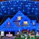 670 LED Christmas Lights Outdoor, 66ft Blue String Lights Indoor with 148 Drops 12 Modes, Dimmable Curtain Window Lights, Waterproof Twinkle Fairy Lights with Timer for Bedroom Christmas Decorations