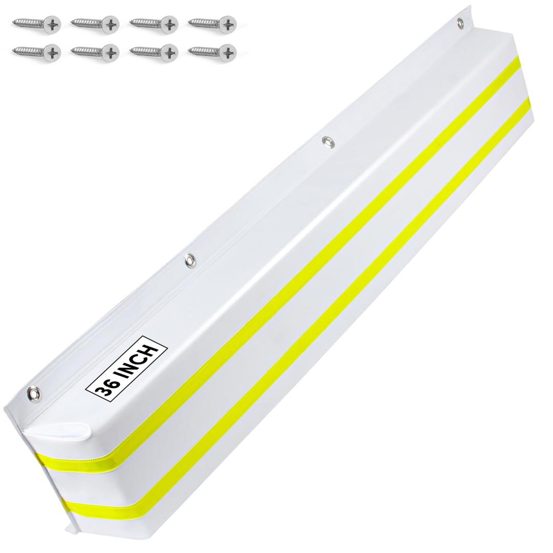 DEDU Dock Bumpers 36 Inch 1 Pack, Boat Dock Bumpers with Upgrade Reflective Strip and Stainless Steel Screws, Dock Fenders Bumper Guards Piling Bumper Marine Grade for Vertical and Horizontal (White)