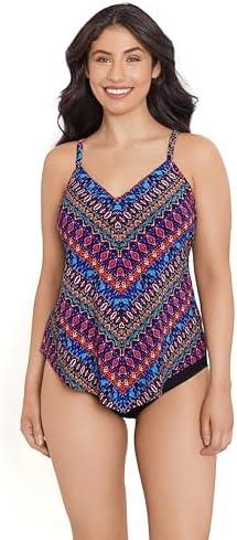 Trimshaper Womens Adjustable Hank Swim Tankini Top with Built-in Bra Support 10