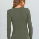 ANRABESS Long Sleeve Shirts for Women V Neck Ribbed Knit Fitted Fall Basic Tshirts Going Out Tops 2026 Casual Trendy Clothes (Green, S)