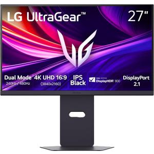 LG 27G850A-B 27-inch Ultragear 4K UHD (3840 x 2160) IPS Gaming Monitor, Dual-Mode 240Hz, 1ms, NVIDIA G-Sync Compatible, AMD FreeSync Premium Pro, VESA DisplayHDR 600, HDMI, DisplayPort 2.1, Black