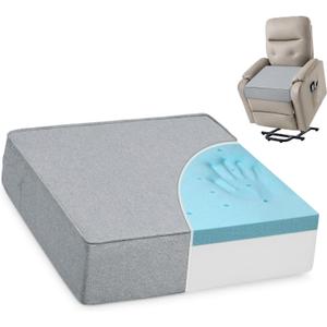 Shinnwa Gel Memory Foam Recliner Cushion for Elderly, Extra Large Seat Cushion, Dual-Layer Foam Chair Pad for Couch, Armchair, Wicker Chairs, Floor, 20  20  5in, Light Gray