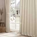 Natural Melange Linen Semi Sheer Curtains & Drapes 84 Inch Length 2 Panels Set for Living Room,Warm Beige Pleated Light Filtering Thick Cortinas Para Sala Privacy Window Burg Decor 52"Wx84"L,Tiebacks