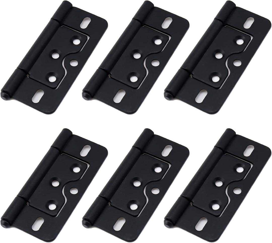 Wealrit 6 pcs Non-Mortise Hinges Door Hinges 3 Inch Length Heavy Duty Door Hinges Black Bifold Butt Hinges with Screws