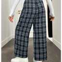 OYOANGLE Girl's Y2k Plaid Pants Elastic Waist Casual Loose Long Trousers