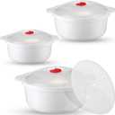 Bokon 3 Pieces Microwave Bowls with Lids Assorted Sizes Soup Bowl with Lid and Steam Rack Dishwasher Safe Dishes for Ramen Noodle College Dorm Microwave Cookware Kitchen Supplies
