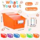 6 Pack Picture Book Bins with Dividers Plastic Book Holders with Labels Stackable Classroom Organization Bins Magazine File Binder Holder Storage Container for Classroom Library Home Office(Colorful)