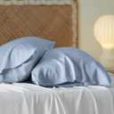 Bedsure Pillow Cases Queen, Cooling Pillow Cases, Rayon Derived from Bamboo Light Blue Pillowcases Queen Size Set of 2, PureWoven Silky Soft Bedding Pillow Covers with Envelope Closure, 20x30 Inches