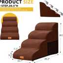 Dog Stairs for Small Dogs,4-Step,Foam Dog Steps&Ramps for Couch/High Beds with Waterproof &Removable Cover, Non-Slip,Brown