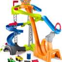 Fisher-Price Little People Toddler Toy Hot Wheels Spiral Stunt Speedway Race Track Playset with 2 Toy Cars for Kids Ages 18+ Months