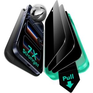 ESR 3 Pack 9H+ Glass for iPhone 17 Pro Max Privacy Screen Protector, [Military Grade Shatterproof & Highly Durable] Armorite Anti-spy Tempered Glass with UltraFit Tray