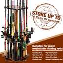 Ghosthorn Fishing Rod Holders for Garage 360 Degree Rotating Fishing Pole Rack, Floor Stand Holds up to 16 Rods Wood Fishing Gear Equipment Storage Organizer, Fishing Gifts for Men Women