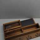 Key Holder for Wall, Mail Organizer Wall Mount with Key Hooks and Wallet Holder, Sunglasses Storage and Dog Leash Hanger, Decorative with 4 Double Hooks and Chalkboard (Brown)